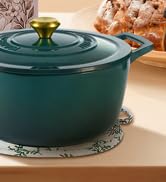 Enameled Cast Iron Dutch Oven - JINCHUFURI 5 Quart Cast Iron Dutch Oven Enameled Oven with Lid fo...
