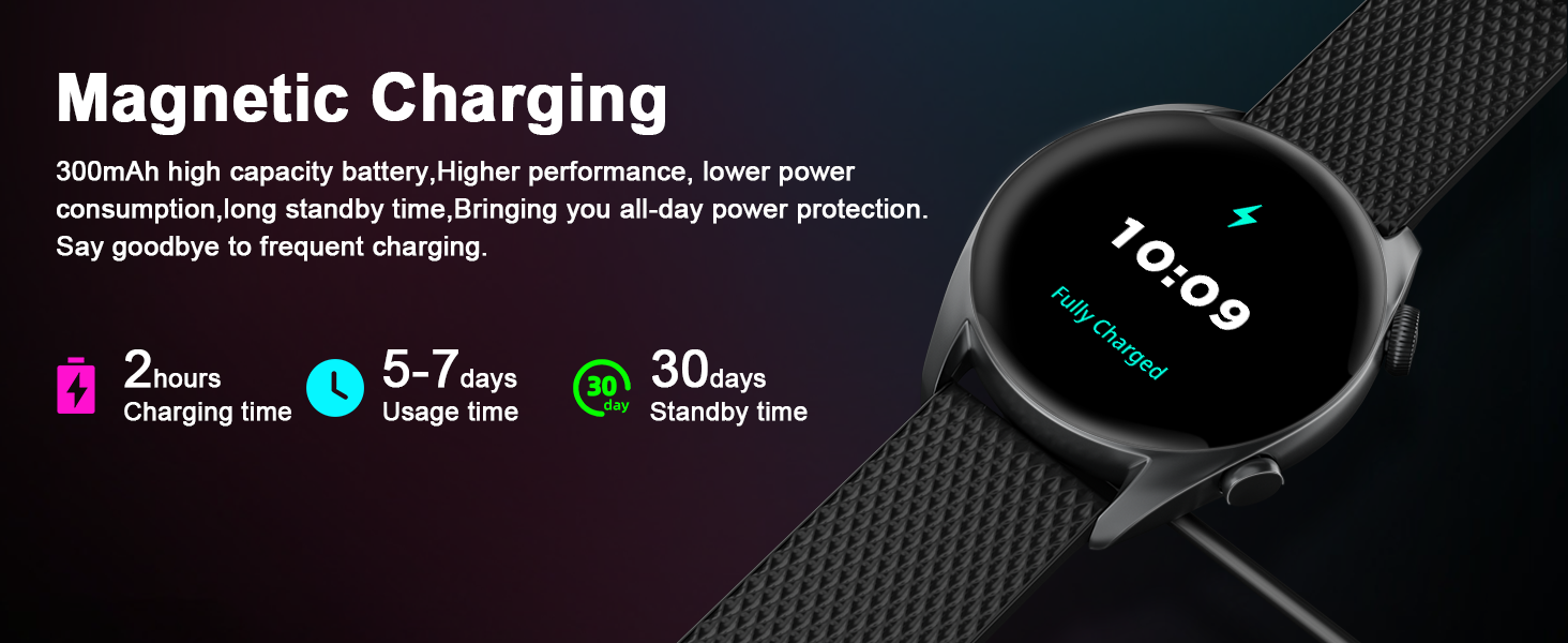 The MFVLP Smartwatches only takes 2-3 hours to fully charge