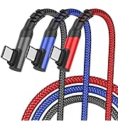 USB C to USB C Charging Cable 10ft 60W 3Pack, Nylon Braided Type C Charging Cable Cord Right Angl...