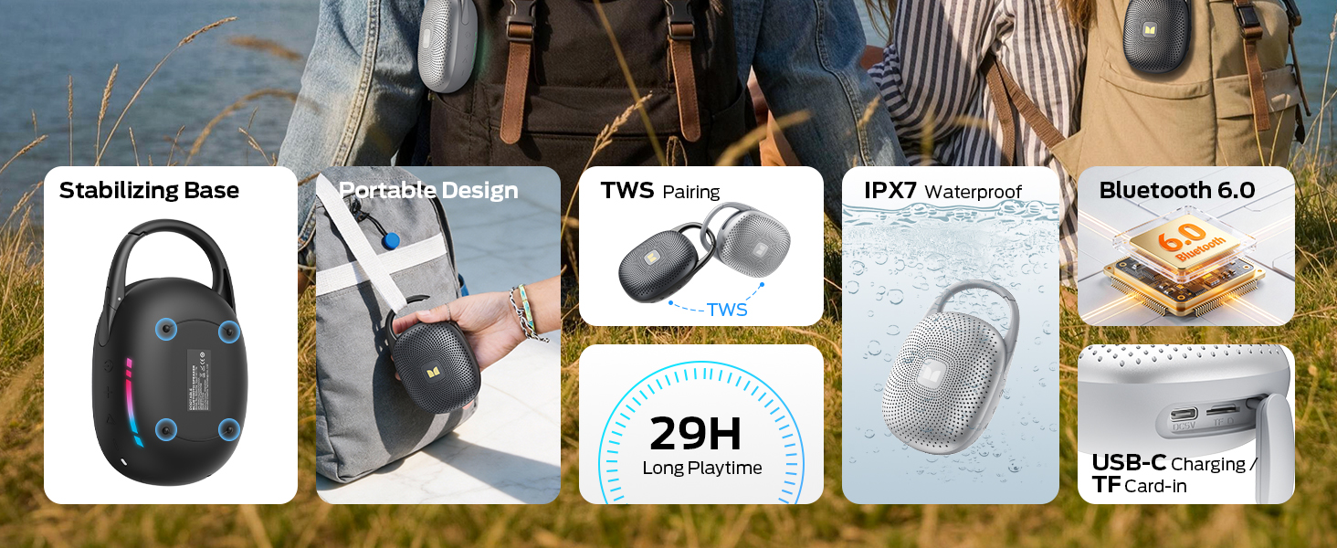 Clip on bluetooth speaker