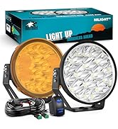 Nilight 7 Inch Round LED Offroad Driving Lights with Yellow Black Covers 2 PCS 90 W Hyper Spot Be...