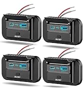 4PCS 12V RV USB Outlet with Power Switch, Vadaxx 48W Dual PD3.0 Type-C & Quick Charge QC3.0 USB-A...