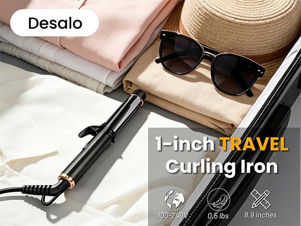1 INCH MINI TRAVEL CURLING IRON FOR TRAVEL