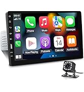 9inch Single Din Touchscreen Car Stereo Compatible with Apple Carplay and Android Auto, Bluetooth...