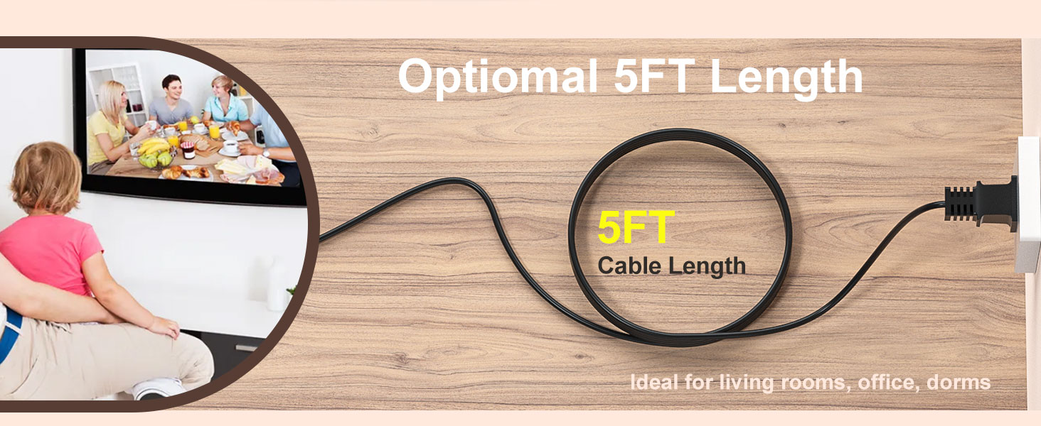 TV Power Cord for Samsung LG TCL Sony TV Power Cable