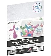 Printworks Printable White Glitter Cardstock, Perfect for Holiday School and Craft Projects, 15 S...