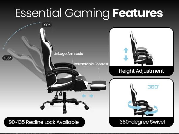 Durable casters and computer desk chair with lumbar support footrest, height adjustable chair