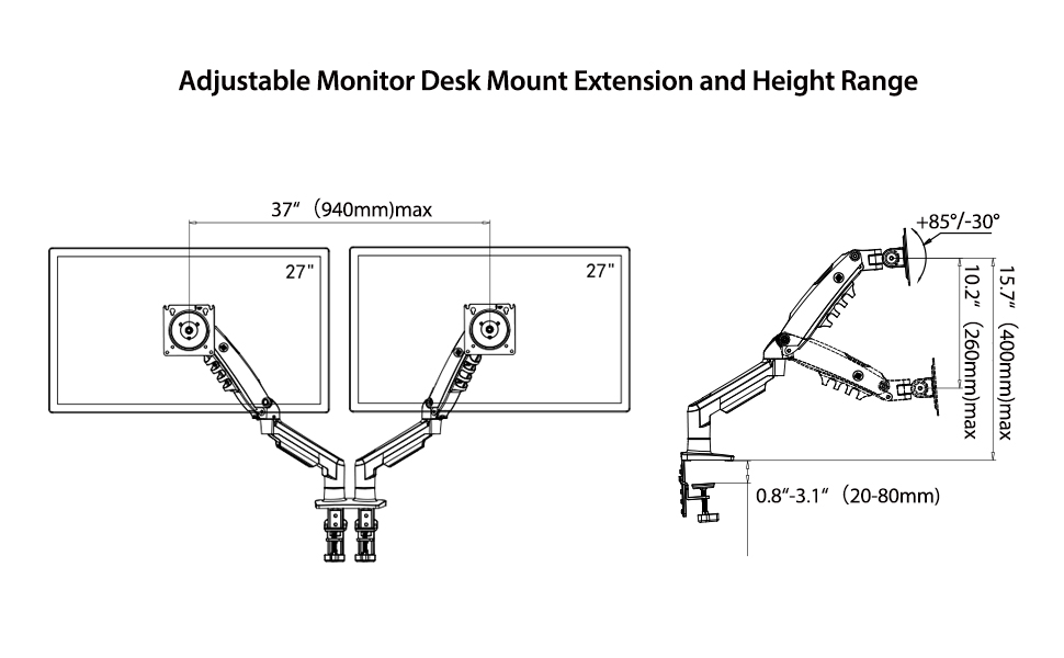 Monitor Mount Extension and Height Adjustment