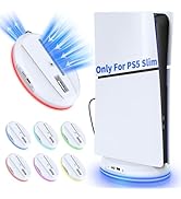 FASTSNAIL Vertical Stand with Cooling Fan Only for PS5 Slim Console, RGB Base Station with 8 Ligh...