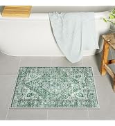 Uphome Green Bath Mat, Distressed Farmhouse Boho Bathroom Rugs, Super Cozy Velvet Small Bathroom ...