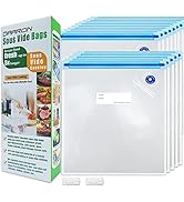 Daarcin 15pcs 10.2x11in/26x28cm Sous Vide Bags BPA Free Reusable Vacuum Sealer Bags Keep Food Fle...