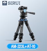 SIRUI AM-223L Carbon Fiber Mini Tabletop Tripod Kit, Compact Lightweight with AT-10 Fulid Video H...