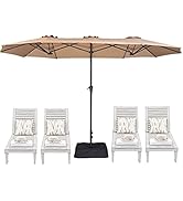 SUPERJARE 13FT Outdoor Patio Umbrella with Base Included, Double Sided Pool Umbrellas with Fade R...