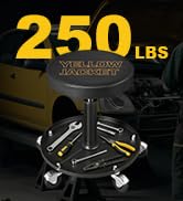 YELLOW JACKET Pneumatic Rolling Mechanic Stool with Wheels 250lb Capacity Adjustable Height