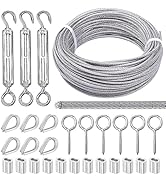 Twidec/Cable Wire Railing Kit 66ft Stainless Steel Coated Wire Rope 1/16,Turnbuckle Tension Hook ...
