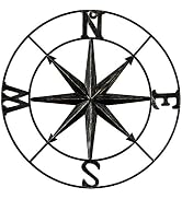 DECORKEY 13" Compass Wall Decor Decorative Round Metal Compass Distressed Wall Décor Nautical Wal...