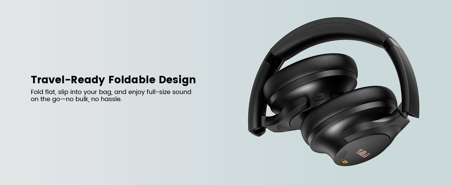 1Mii AI Y8 Active Noise Cancelling Headphones, Wireless Headphones Over Ear Bluetooth 6.0