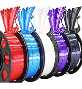TTYT3D 3D Printing Silk Shiny PLA 5 in 1 Basic Colors Bundle: Silk Black/White/Blue/Purple/Red; E...