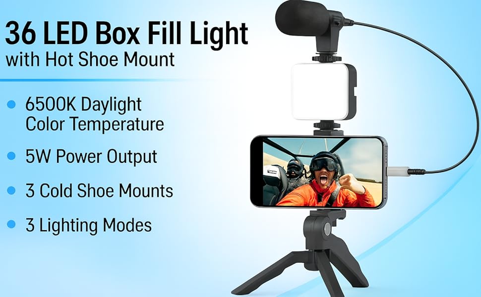 36 LED box fill light with 6500K daylight and 3 lighting modes