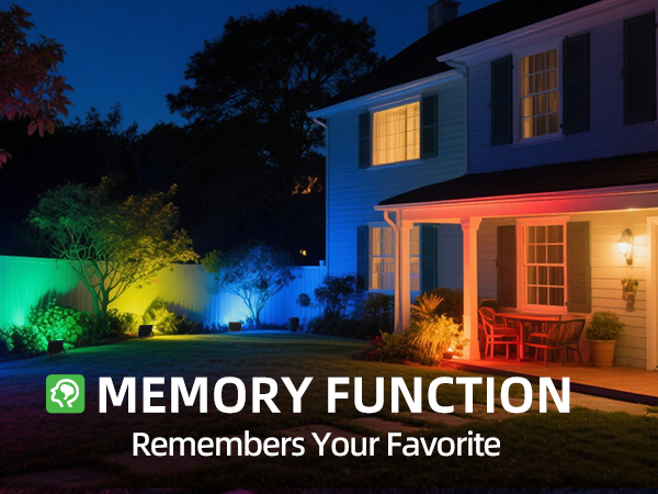 60W RGB flood light remembers your last setting, making outdoor lighting effortless and fun