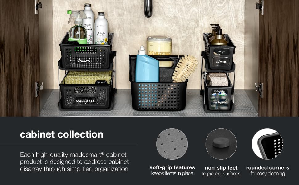 cabinet collection, soft-grip, rounded corners, simple organization