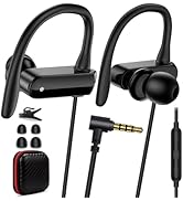Wired Over Ear Earbuds with Microphone Ear Hook,3.5mm Sport Headphones 1.8M Long Wrap Around Ear ...