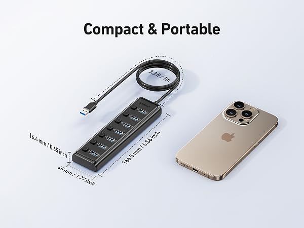 BENFEI USB 3.0 Hub 7-Port, Ultra-Slim Portable USB Splitter with 3.3ft Cable
