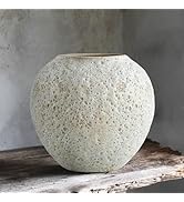 Rustic White Ceramic Vase Farmhouse Round Flower Clay Pottery Large Terracotta Floor Vases for De...