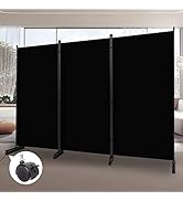 Room Divider Folding Privacy Screens with Wheels, 6FT Tall Divider for Room Separation, 3 Panel M...