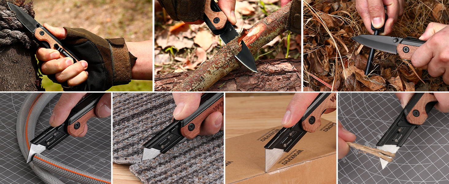 utility knife box cutter opener folding razor blade belt pocket heavy duty camping quick change