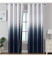 Estelar Textiler Ombre Blackout Curtains 84 Inch Length 2 Panels Set for Living Room, Navy Blue a...