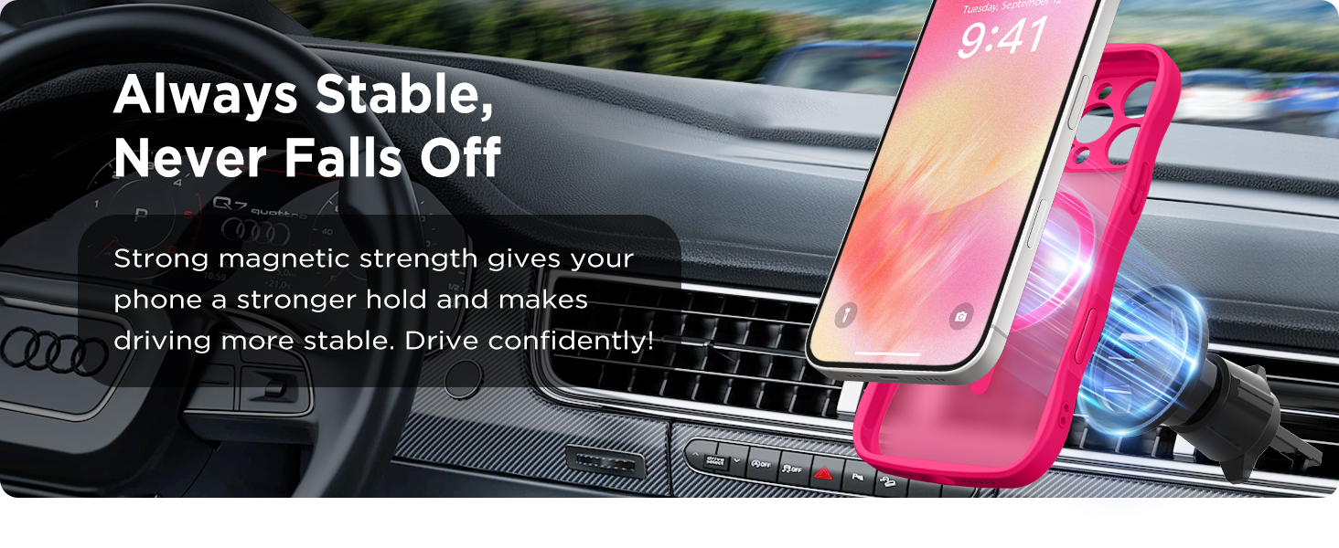 Magnetic for iPhone 16 Pro Max Case with 360° Spin Magnetic Ring, Upgraded Full Camera Protection