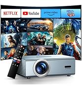 [Netflix Officially &amp; Dolby Audio] Smart Projector with WiFi6 and Bluetooth5.3, Electric Focus &amp; ...