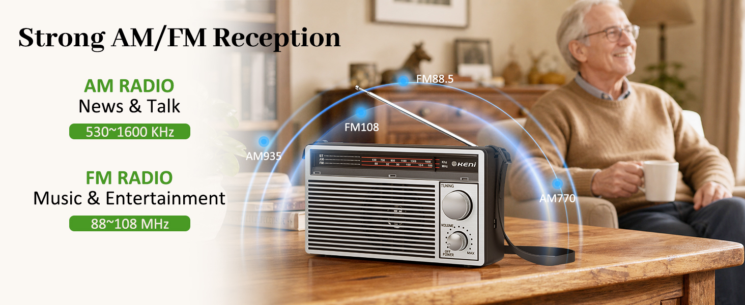 G Keni Portable AM/FM Radio Portable with Bluetooth