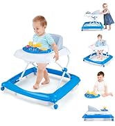 BABY JOY Baby Walker, 4 in 1 Foldable Activity Walker with Adjustable Height, Music, Lights, Anti...