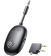 Bluetooth 5.3 Transmitter Receiver for Airplane TV, 2 in 1 Wireless Bluetooth Adapter for Airplan...