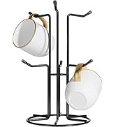 HULISEN Mug Tree for Large Cups, Counter Coffee Mug Holder with 6 Hooks, Metal Coffee Cup Holder ...