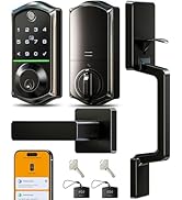 Veise VE017-D Fingerprint Smart Front Door Lock Set, App Control, 8-in-1 Keyless Entry Deadbolt w...