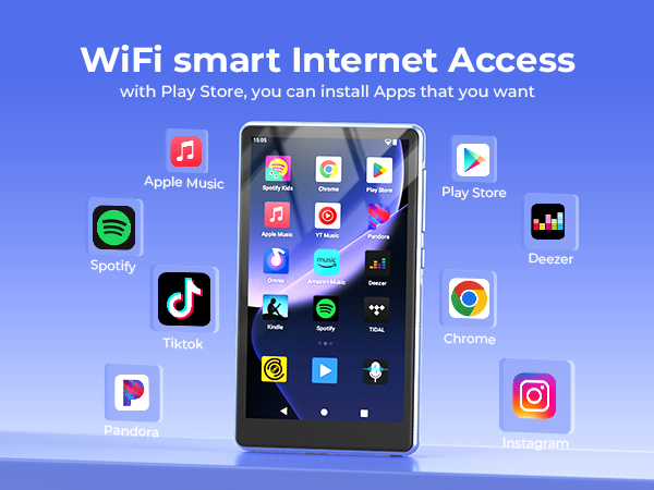 MP3 Player with Bluetooth and WiFi, Android MP3 Player with Spotify, MP4 Player with 4.5-inch 