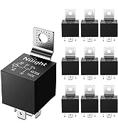 Nilight SPDT Relay Replacement 12V 5 Prong SPDT Auto Tilt Trim Relay 10 Pack 40/30 AMP Electrical...