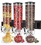 Triple Food Dispenser, Cereal Dispenser, Dry Food Dispenser Wall Mounted Cereal Dispenser, Candy ...