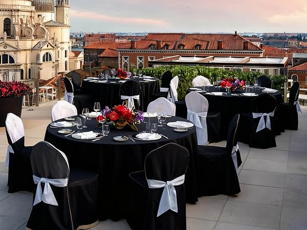 black round table cloth