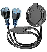 New 20A 125V AC Port Plug,12AWG Heavy-Duty RV Shore Power Inlet Plug with 5-in-1 T-Blade Adapter ...