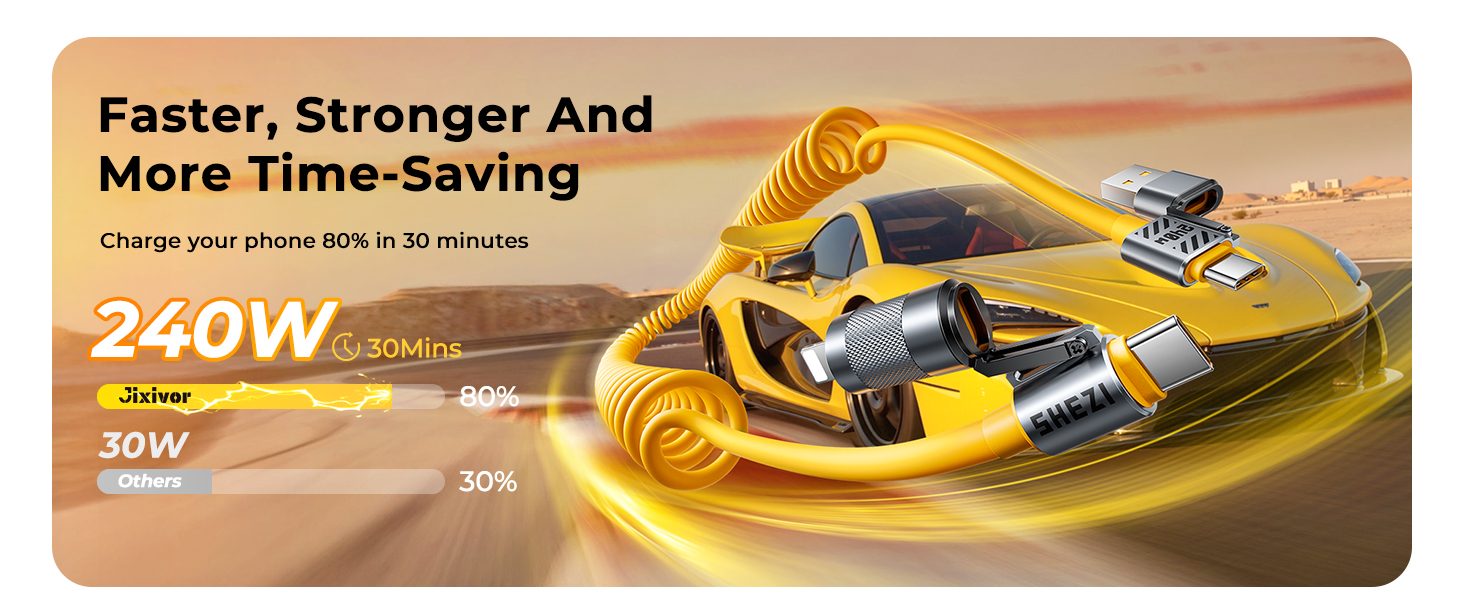 jixivor 4 in 1 usb c cable 240W compatiblle with Lightning cable multi cords