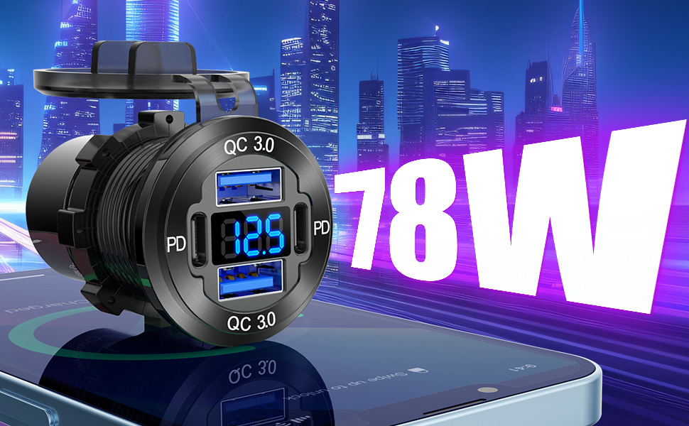 78W 12v usb outlet