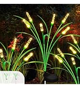 Foyucool Reed Solar Garden Lights Outdoor, 15.7 Inch 2 pack 12 LED Solar Lights Outdoor Garden De...