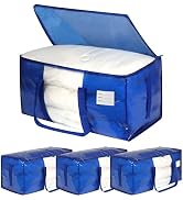 VTSVTS Blue Heavy Duty Moving Bags, 4 pcs Large Storage Bins with Lids, 29 x 14 x 14 In Moving To...