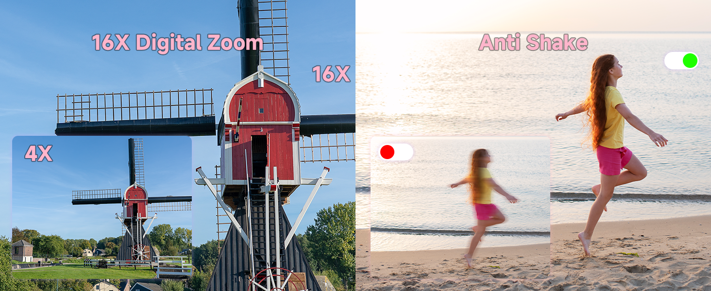 16x digital camera with anti-shake