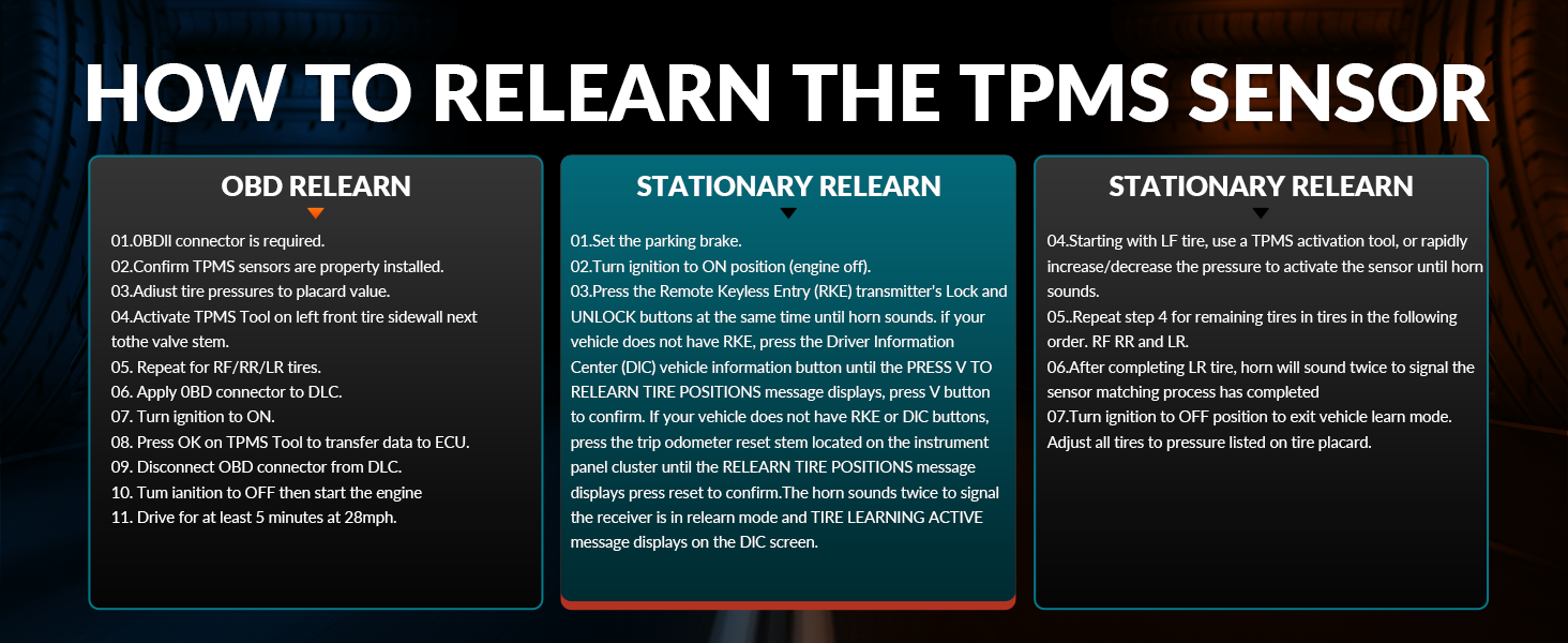 HOW TO RELEARN THE TPMS SENSOR