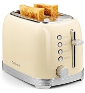 Culinaid Toaster 2 Slice Retro Stainless Steel with 1.5” Extra Wide Slots Bagel, Defrost, Reheat,...